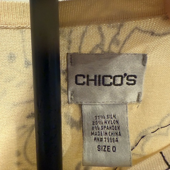 Chico’s Silk Blend Paisley Cardigan Sweater Sequined, Size 0 (S/Small) - Picture 2 of 6